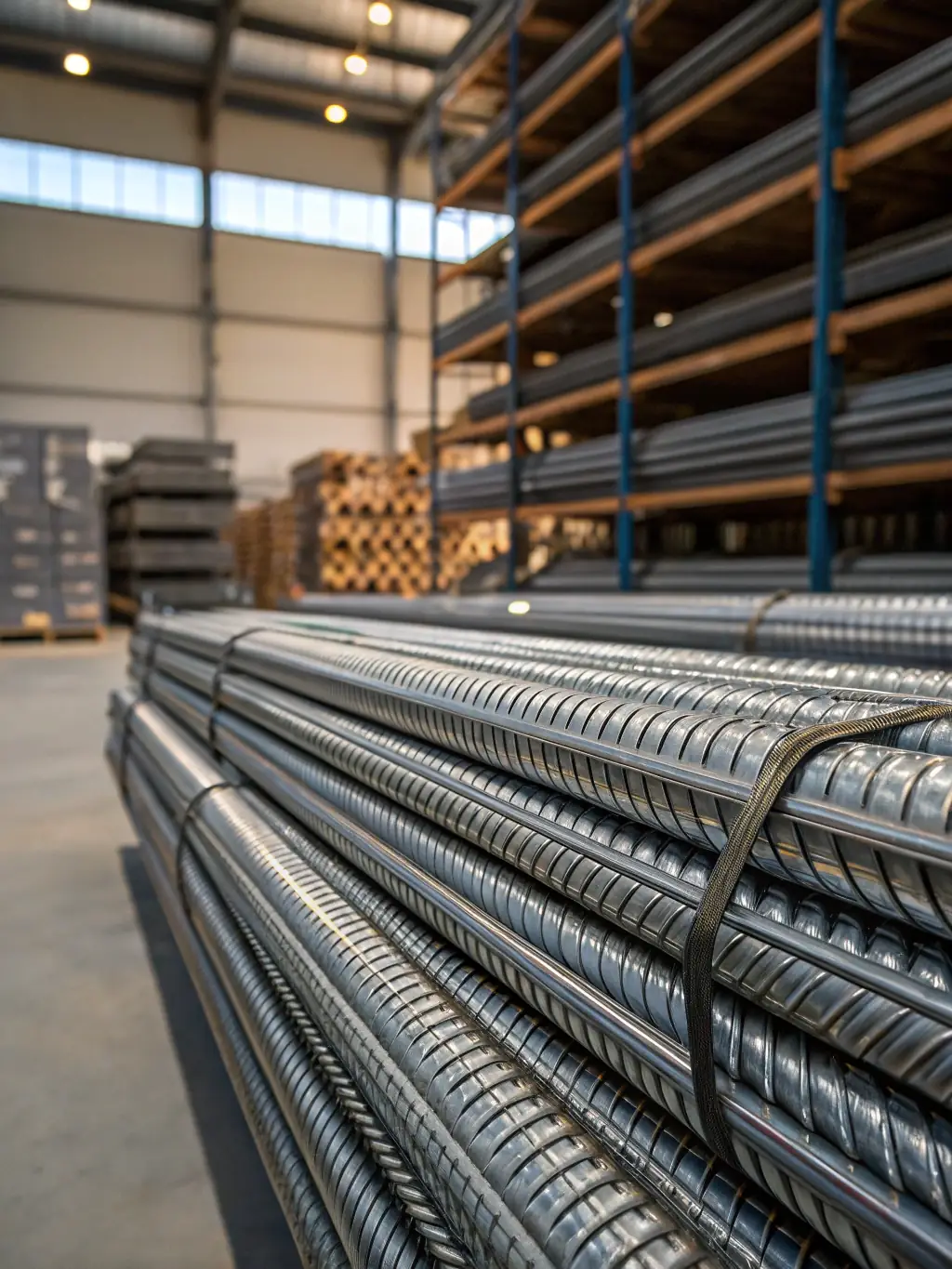 An image showcasing bundles of reinforcing steel bars ready for distribution, highlighting their importance in enhancing concrete structures in Belize.