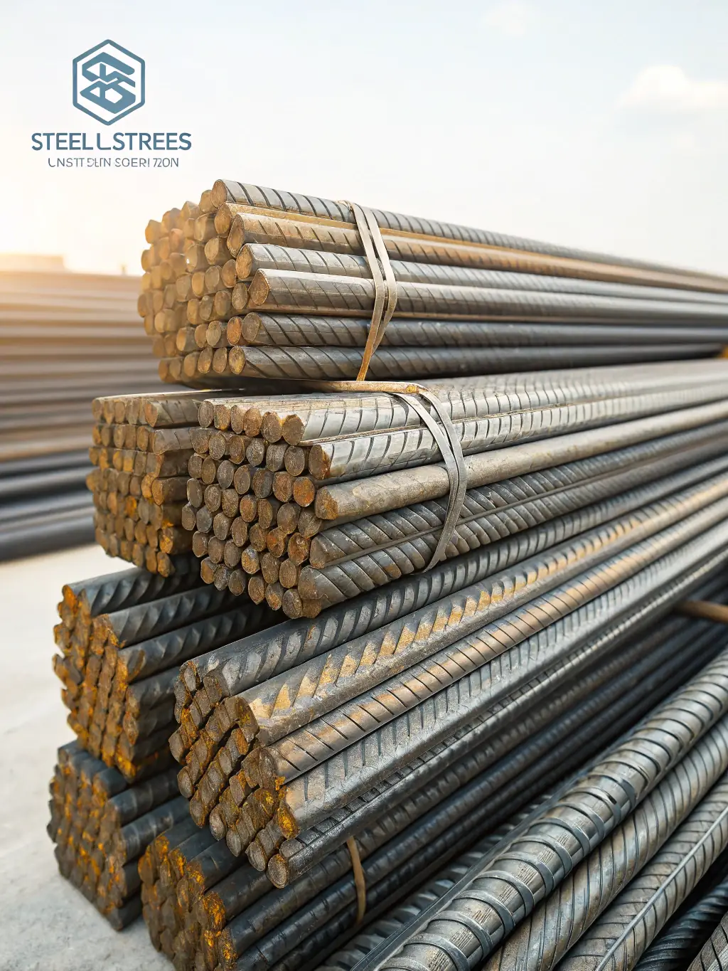 An image showcasing bundles of reinforcing steel bars ready for distribution, highlighting their importance in enhancing concrete structure tensile strength in Belize.